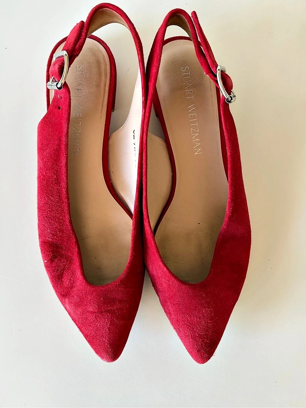 Stuart Weitzman Stassi Suede Slingback Flat Red US 8.5
